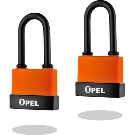 Hochsicheres Vorhängeschloss [mit Schlüssel] [Staubdichtes PVC-Kunststoffgehäuse] [Außenbereich – rostfrei] [2er-Pack] – Ideal für Schuppen, Garagen, Zäune und Tore, L55 mm, orange Farbe TONCHEAN (1/5)