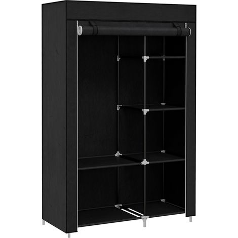 Armadio in Tessuto Portatile 103x43x162,5 cm Appendiabiti e 6 Ripiani Nero (1/5)