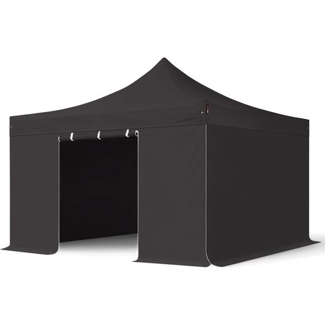 TOOLPORT 4x4m PES 750 Pop up gazebo party tent PREMIUM Steel 40 mm, incl. Sidewalls without Windows, black