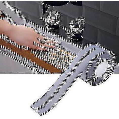 Ruban adhésif d'étanchéité imperméable et anti-moisissure pour papier peint, cuisine et sol en PVC - 3,8 cm x 320 cm - Gris (1/4)