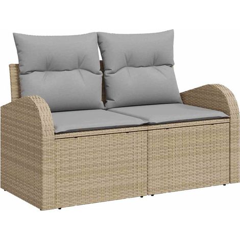 Maison Exclusive - Divano da giardino con cuscino Beige 124 x 62 x 69cm polyrattan