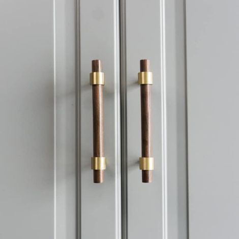 2 ensembles de poignées de garde - robe en laiton poignées de meubles en noyer poignées de porte poignées de meubles de garde - robe tiroirs centraux en noyer de 128 mm (1/4)