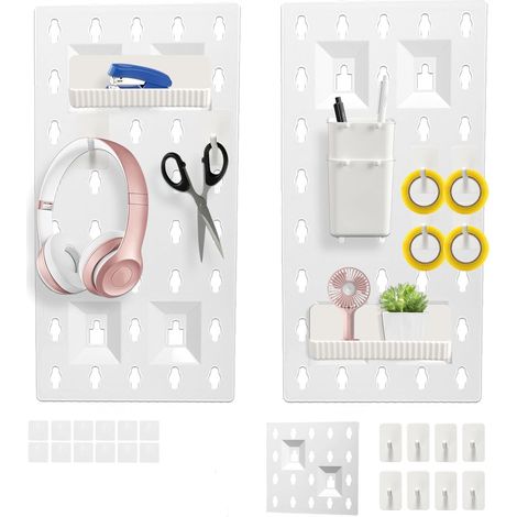 Pegboardb, ensemble de 3 tableaux perforés et 12 accessoires, kit de bureau pour la maison et le bureau (1/5)