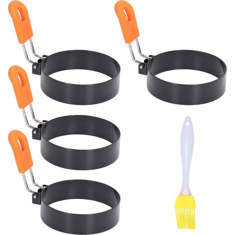 4 Moules à Œufs Ronds, Démoulage Facile, Isolation Thermique, Sûrs et Inoffensifs avec Pinceau (1/5)