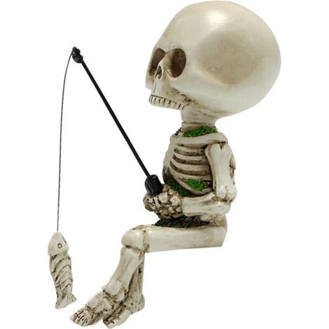 Totenkopf-Angelstatue aus Kunstharz, Skelett-Finger-Totenkopf-Basteldekoration, Aquarium-Blumentopfdekoration, Halloween-Dekoration