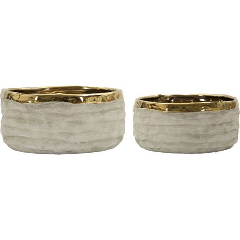 Ensemble de 2 cache-pots bas Lima, Ø 22,5 x 10,5 cm - 18 x 8,5 cm (1/5)