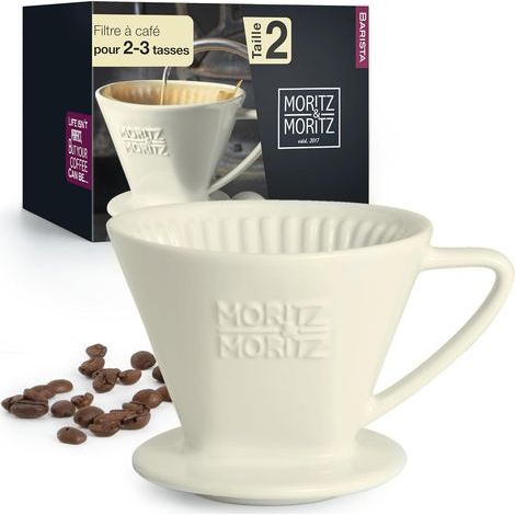 Porcelain Coffee Filter, Size 2, White, Scratch-Resistant, For 2 to 3 Cups, Manual Use (1/5)