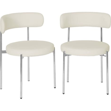 sweeek - 2er-Set runde Vintage-Stühle mit verchromtem Stahl und Kunstlederbezug (1/5)