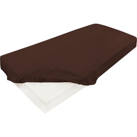 Lenzuolo con angoli in raso con elastico dorato 90/100x190/200x25 Marrone (1/5)