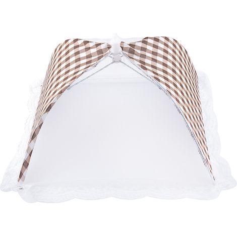 Collapsible Food Lace Umbrella Cover Pop Up Dome Mesh Fly Wasp Insect Net BBQ Beige