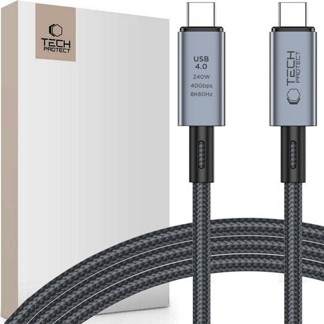Cavo Tech-protect Ultraboost MAX USB 4.0 8K 40GBPS Type-C PD240W 200CM grigio (1/5)