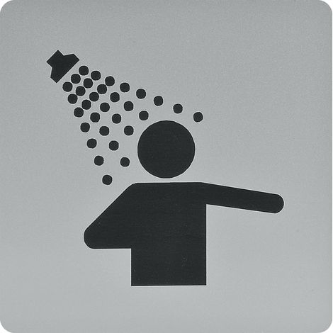WC Symbol Duschraum selbstklebend, 100 x 100 mm, Kunststoff alufarbig