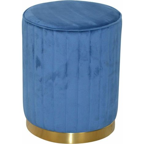 Pouf poggiapiedi Trendy con rivestimento in velluto blu TABO05018