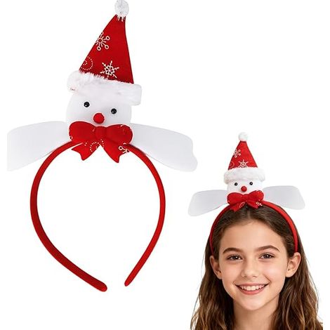 Serre Tête Bonhomme de Neige Adulte Rouge, Costume Animal Noël Carnaval Accessoire Fête Neige Bois Standard 1 Pièce
