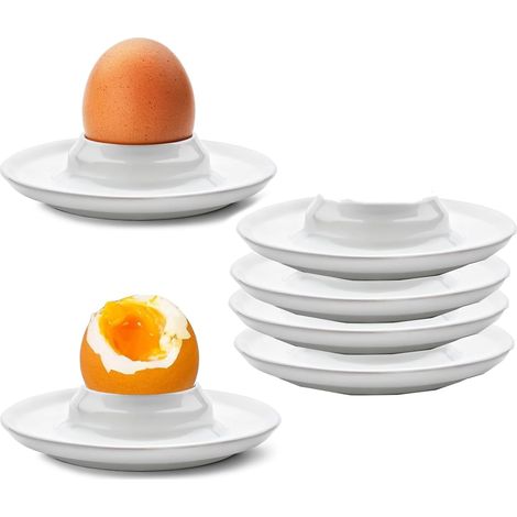 6 PCS Support oeuf a la Coque Porteoeufs Doux et Durs Coquetiers Support d'oeufs en Plastique Blanc Plateau d'oeufs pour oeufs durs et durs allant au microondes et au lavevaisselle (1/5)