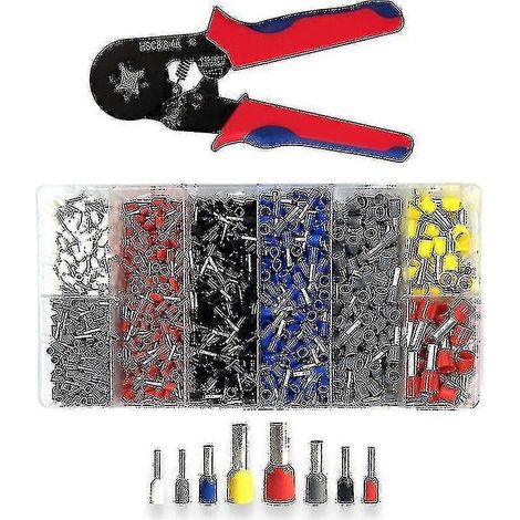 Pince à sertir avec 1250 contacts de sertissage de 0,25 mm à 10 mm pour cosses de sertissage, compatible avec les pinces d'électricien et les cosses électriques.-AquaForge