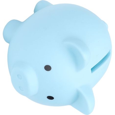 Tirelire cochon en vinyle robuste et durable, ornée d'un motif animal (cochon) – cadeau idéal pour les filles et les garçons – Bleue (1/5)