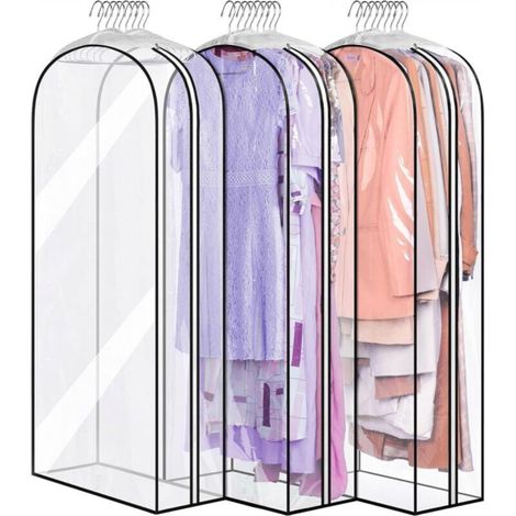 Set of 3 hanging dust covers for clothes, ideal for organizing your wardrobe, 130x60x25cm (hangers not included) (1/5)