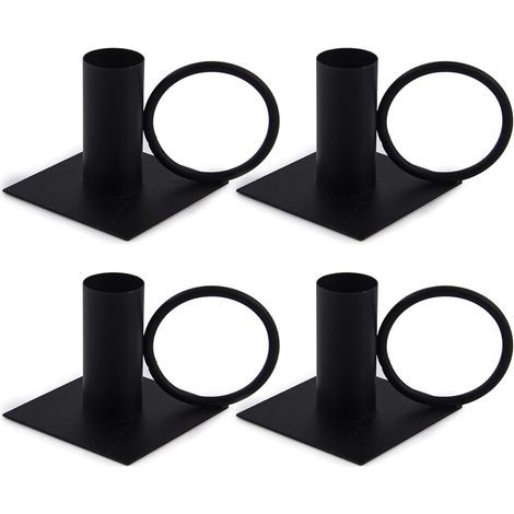 Retro-Kerzenhalter in Kegelform, schwarz, 4 Stück