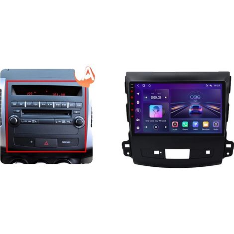 Radio para coche, reproductor multimedia, compatibilidad con smartphone, compatible con Mitsubishi Outlander Mk2 / Citroën C-Crosser (2005-2012), navegación GPS Android con ventilador de refrigeración (1/2)