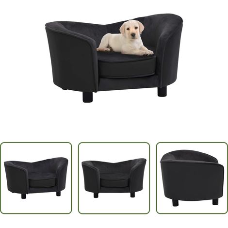 vidaXL Sofá para perros felpa y cuero sintético negro 69x49x40 cm (1/5)