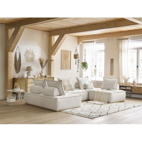 Bobochic – Canapé panoramique modulable ELISA 5 places – 3 chauffeuses 1 place et 1 chauffeuse 2 places – Tissu déperlant – Design moderne (1/5)