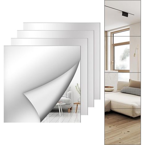 Specchio a figura intera in 4 pezzi, superficie a specchio in acrilico 2020 cm, lenti in plastica flessibile infrangibile, adatto per camere da letto, palestre domestiche, porte, ecc. (1/5)