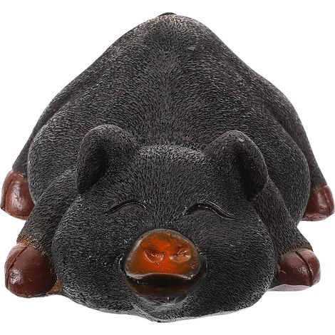 Cache-clés de Cochon en Résine Noir Résistant aux Intempéries pour Jardin et Cour Extérieure Sécurisé et Discret pour Rangement de Clés