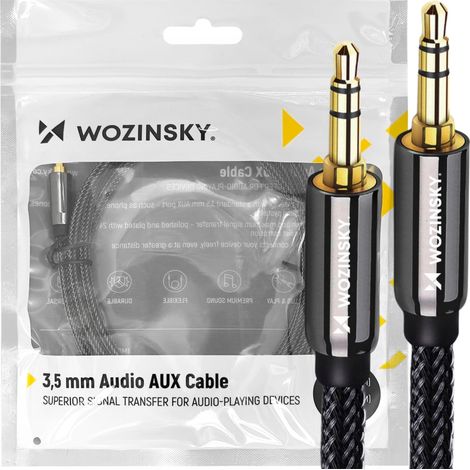 Cavo mini jack universale Wozinsky, 2 cavi AUX da 2 m, nero