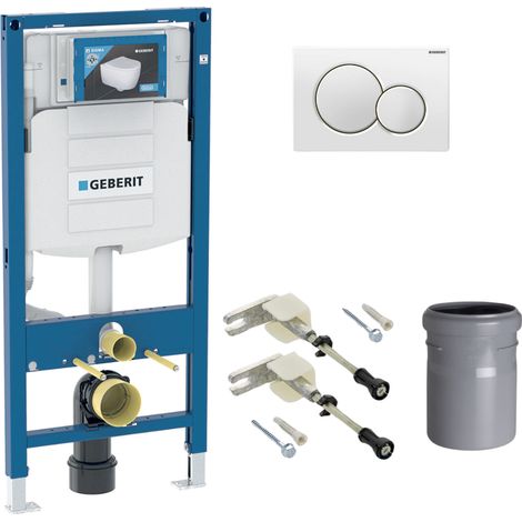 Geberit – Pack bâti-support WC Duofix UP320 – Plaque de commande Sigma01 blanche – Fixation murale – Réservoir de chasse à encastrer (1/5)