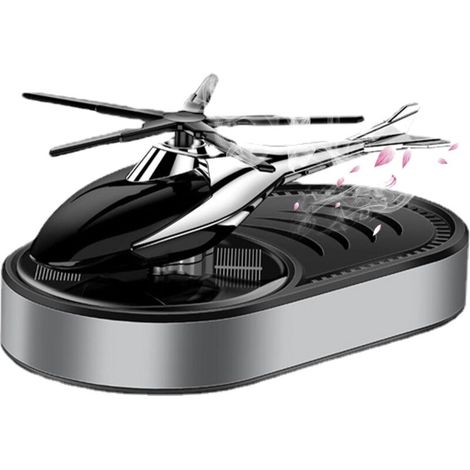 Solar Car Air Freshener - Solar Powered Rotating Helicopter Design Aromatherapy Diffuser for Essential Oils, Rotating Car Air Freshener Ornament,Silver (1/3)