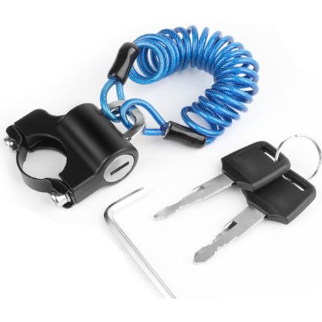 Câble antivol pour casque moto en alliage d'aluminium - Chaîne de sécurité extérieure noire et bleue