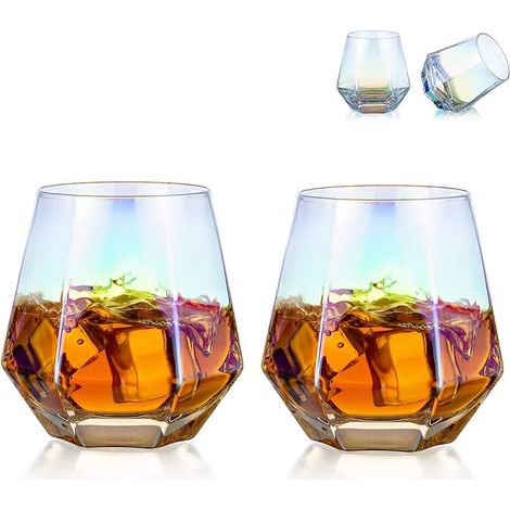 2 Verres à Whisky Géométriques Inclinés – Diamant 50°