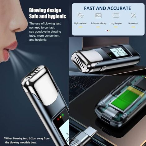 Éthylotest - Électronique - Rechargeable Via USB - Écran LCD - Précision Clinique - Portable - 1 Pièce (1/5)