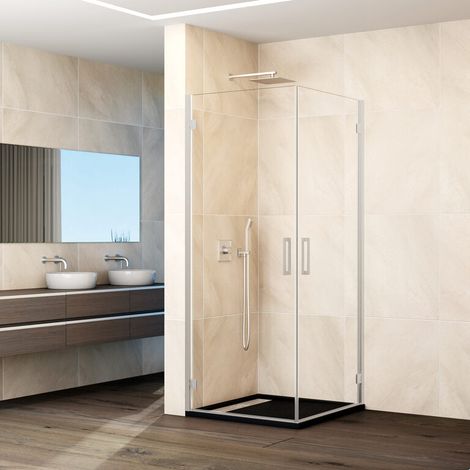 Box doccia angolare GLASS 2 porte a battente 75x50 cm profilo nichel (1/5)