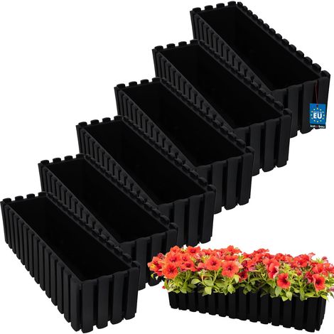 Jardinière de balcon/terrasse blanche 60 cm, lot de 6 (1/5)