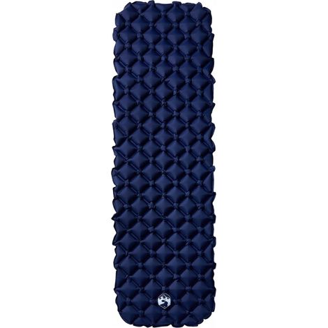 Matelas de camping gonflable 1 personne bleu marine 190x58x6 cm