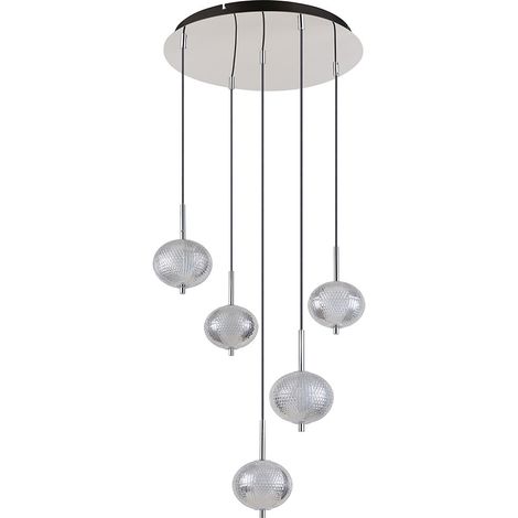Hängelampe Esszimmerleuchte Pendelleuchte LED Kugeln klar CCT Metall verchromt