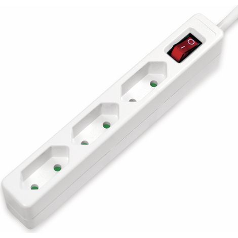 LOGILINK Euro-Steckdosenleiste 3-fach, Schalter, weiß (1/2)