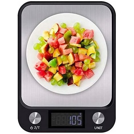Báscula de cocina electrónica LCD de hasta 15 kg desde 1 g, color negro, para el hogar y el piso.