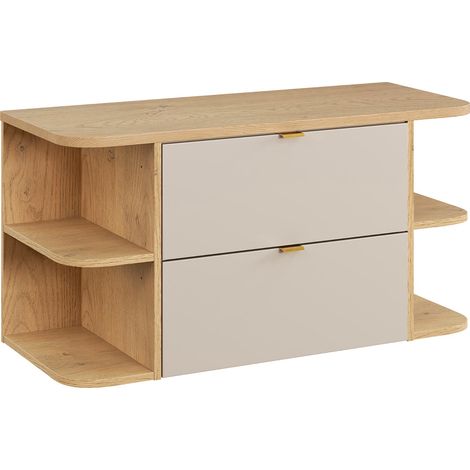 Meuble sous-vasque 100cm niches arrondies plan de toilette Azel Cachemire et Bois (1/5)