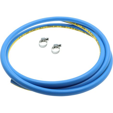 Tubo gas con fascette certificato per piani cottura e stufe a gas GPL 2 metri