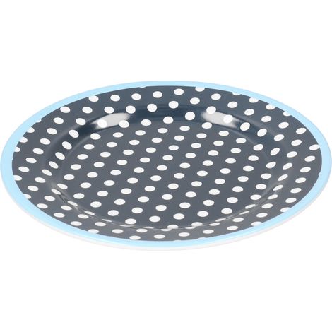 12-teiliges hochwertiges Salatteller-Set aus Porzellanimitat, Geschirr, für den Hausgebrauch, dunkelblaue Punkte (1/5)
