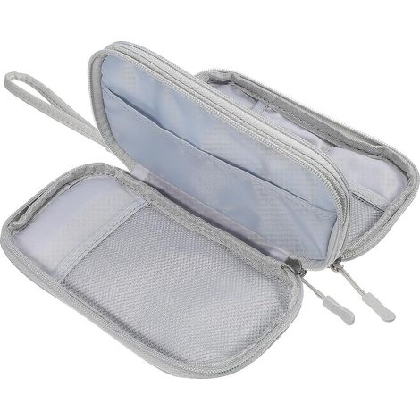 Organisateur de Câbles en Voyage Extérieur pour Accessoires Électroniques Double Couche en PU Grosse Capacité, Fermeture Éclair Robuste et Lisse, Pochette Portable (1/5)