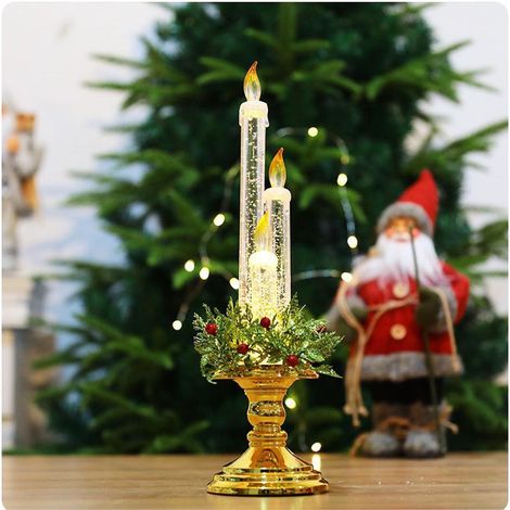 Bougeoirs À Cire - Bougeoirs De Table LED Avec Eau Et Paillettes - Décor De Noël Pour Intérieur Et Événements Festifs - Lot De 1 (1/4)
