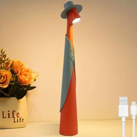 Lampe de bureau LED - acrylique orange rechargeable/tactile (1/3)