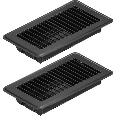 8 X 4 Pouces Grille de Sol, 2Pcs Couverture de Ventilation D'Air Robuste en Acier Réglable Décorative Facile à Ajuster Grilles de Sol pour Maison Bureau, Noir (1/5)