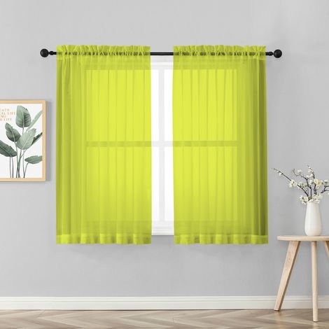 Coppia Tendine Tende 60 x 150 Cm Finestra Semi Oscuranti A Tinta Unita Leggera Cucina Camera Cameretta 2 Pannelli Exotic