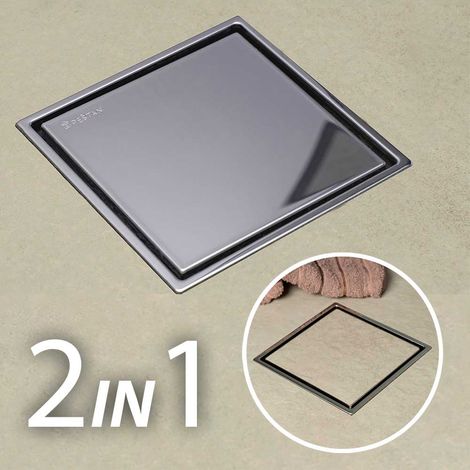 SIFONE PER DOCCIA A PAVIMENTO A SCOMPARSA/PORTAPIASTRELLE 15x15 cm - Scarico Ø50