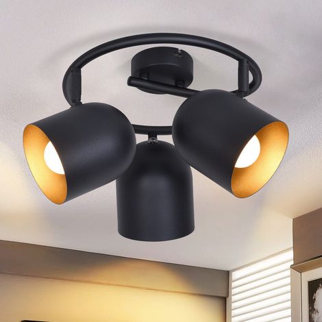 GBLY Deckenstrahler 3 Flammig Deckenleuchte Vintage: E14 retro Spots Deckenlampe Küche in Schwarzgold industrial Strahler Deckenspots Flur schwenkbar Wandstrahler für Eingang - Ohne Leuchtmittel